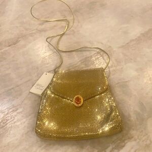 Whiting & Davis Gold Metallic Evening Bag